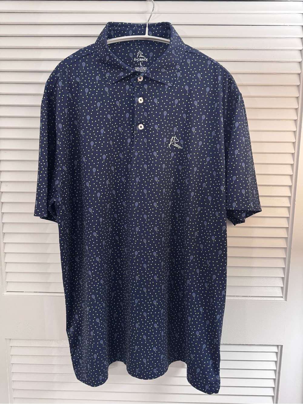 Rhoback Tennis Ball & Raquet Performance Polo Size Large